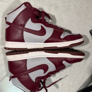 Nike dunks. Sz 10 Burgundy and Light Gray High-Tops- no box
